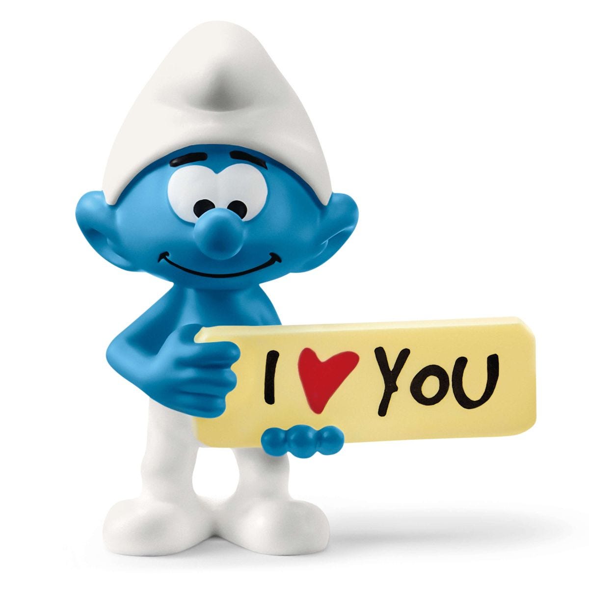 Smurf with sign
